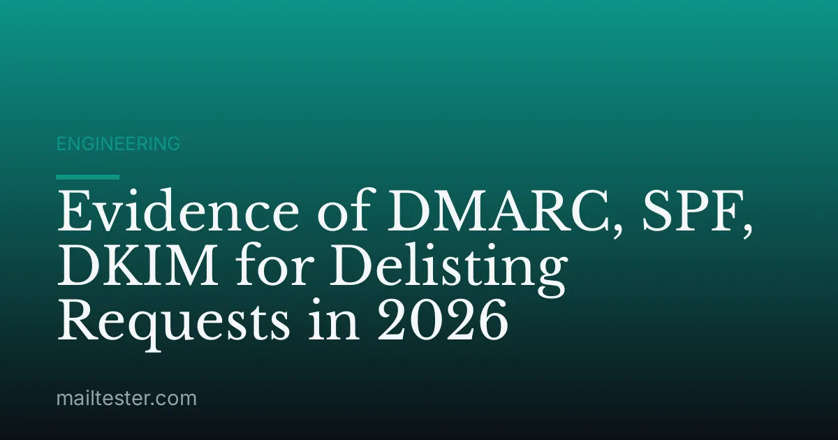 Evidence of DMARC, SPF, DKIM for Delisting Requests in 2026