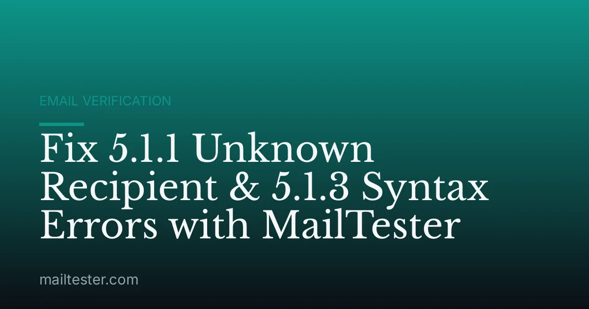 Fix 5.1.1 Unknown Recipient & 5.1.3 Syntax Errors with MailTester