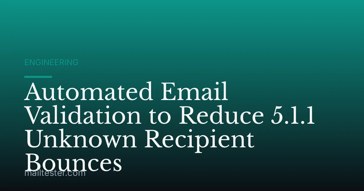 Automated Email Validation to Reduce 5.1.1 Unknown Recipient Bounces
