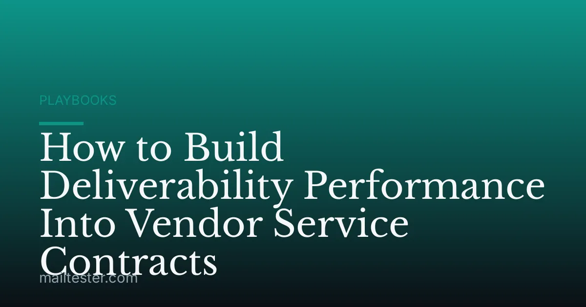 How to Build Deliverability Performance Into Vendor Service Contracts