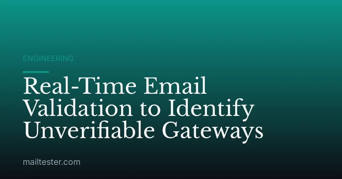 Real-Time Email Validation to Identify Unverifiable Gateways