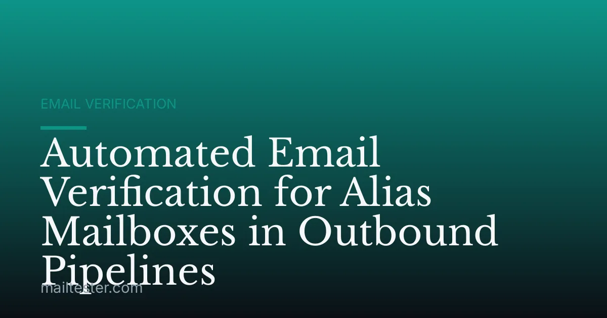 Automated Email Verification for Alias Mailboxes in Outbound Pipelines