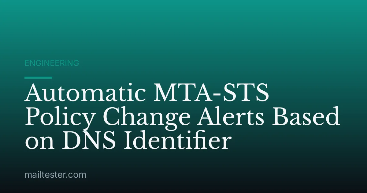 Automatic MTA-STS Policy Change Alerts Based on DNS Identifier