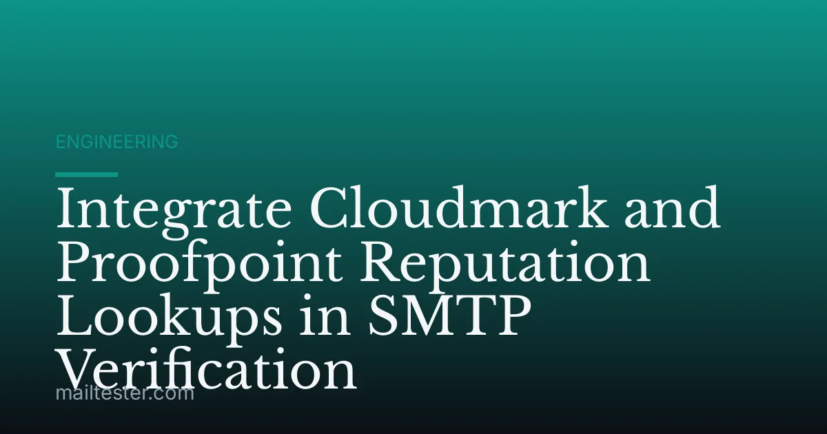 Integrate Cloudmark and Proofpoint Reputation Lookups in SMTP Verification