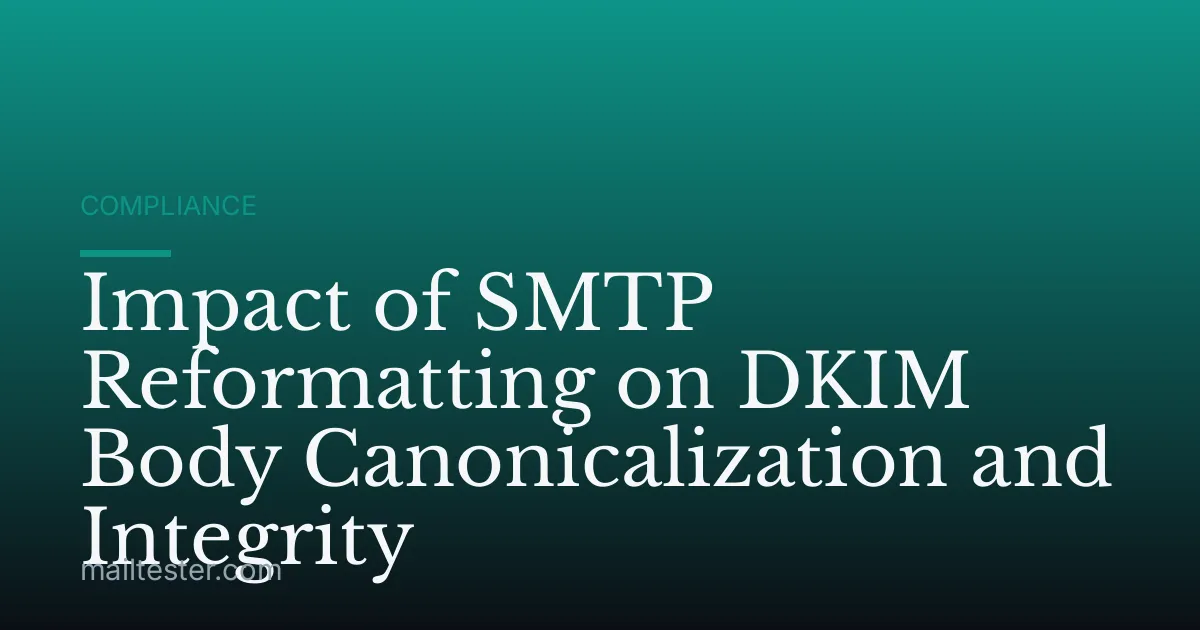 Impact of SMTP Reformatting on DKIM Body Canonicalization and Integrity