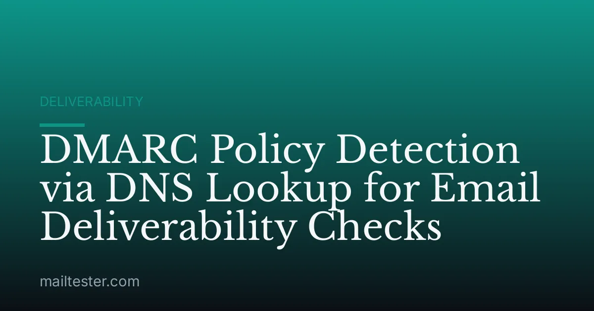 DMARC Policy Detection via DNS Lookup for Email Deliverability Checks