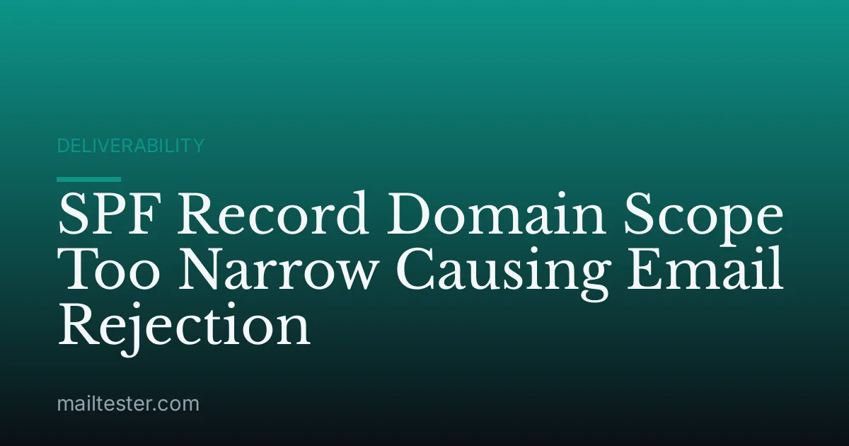 SPF Record Domain Scope Too Narrow Causing Email Rejection