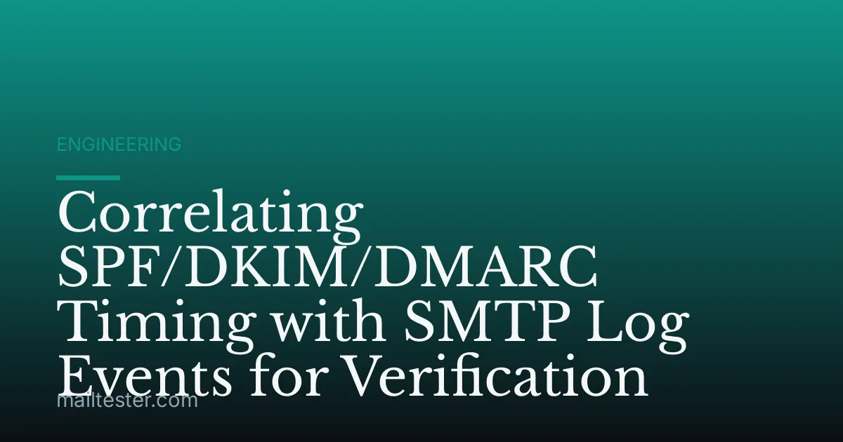 Correlating SPF/DKIM/DMARC Timing with SMTP Log Events for Verification