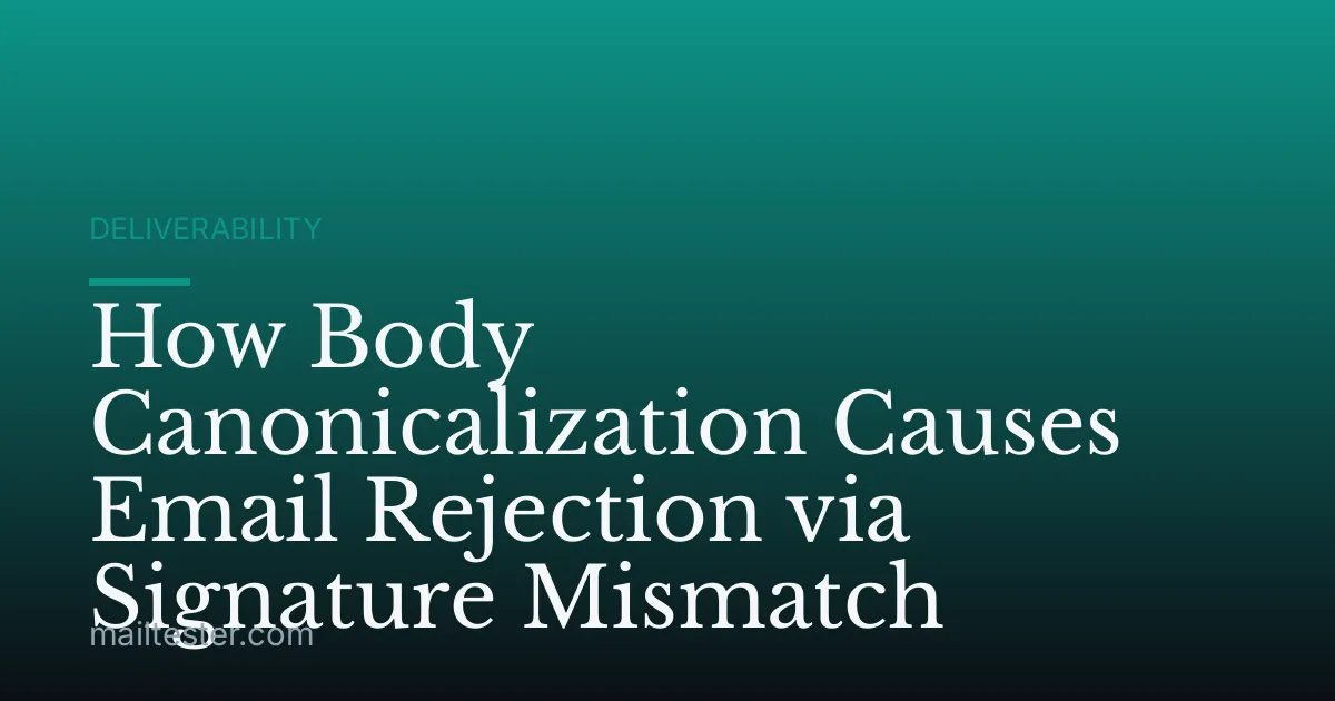 How Body Canonicalization Causes Email Rejection via Signature Mismatch