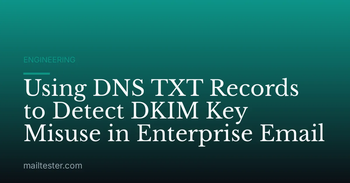 Using DNS TXT Records to Detect DKIM Key Misuse in Enterprise Email