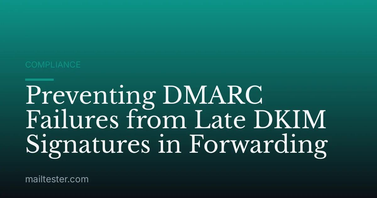 Preventing DMARC Failures from Late DKIM Signatures in Forwarding