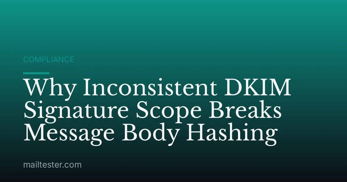 Why Inconsistent DKIM Signature Scope Breaks Message Body Hashing