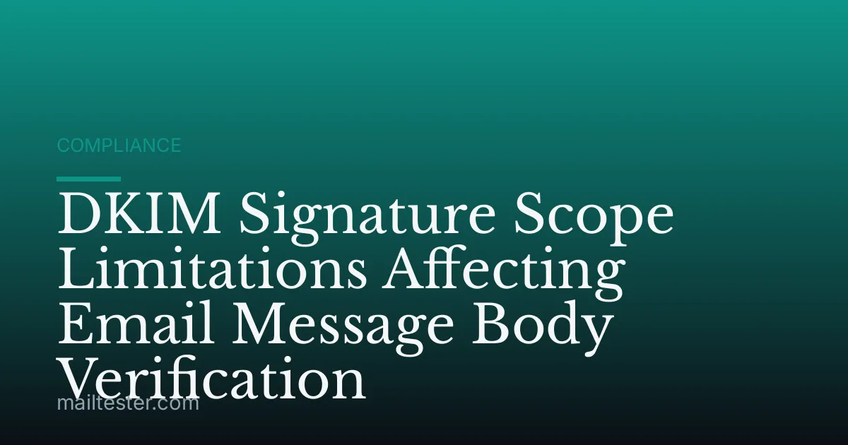 DKIM Signature Scope Limitations Affecting Email Message Body Verification