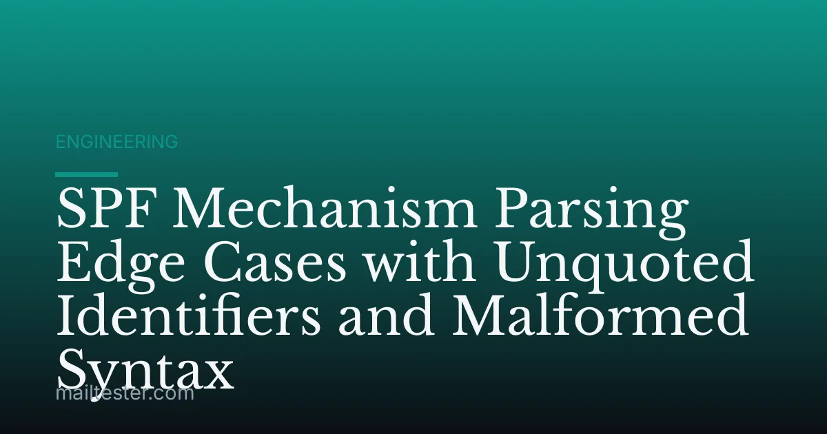 SPF Mechanism Parsing Edge Cases with Unquoted Identifiers and Malformed Syntax
