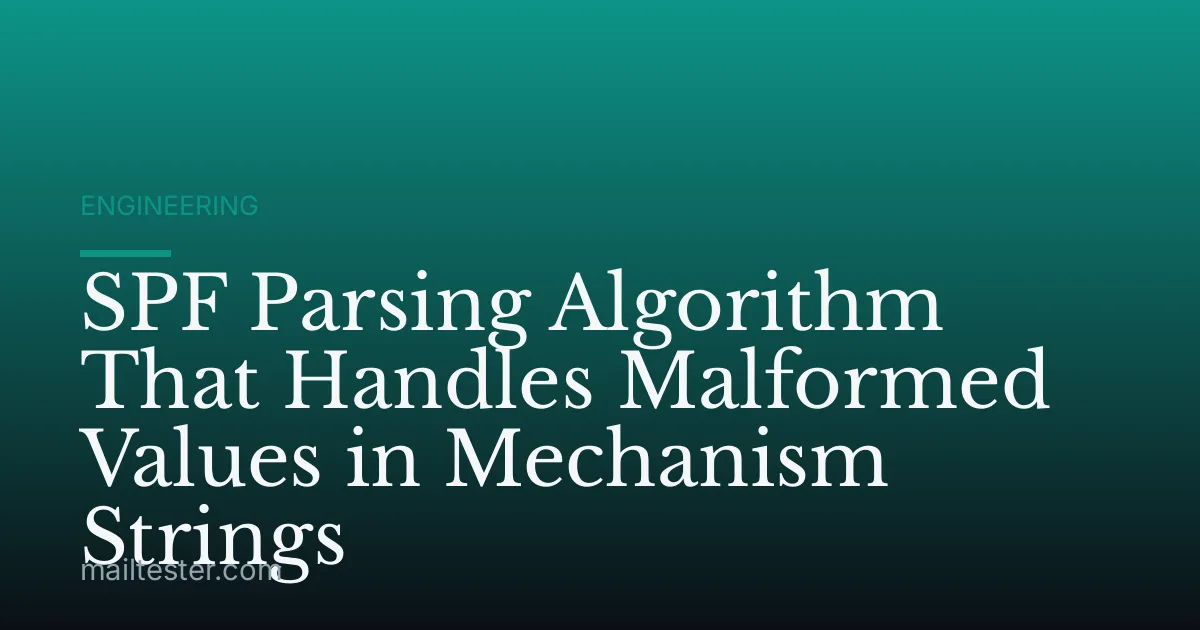 SPF Parsing Algorithm That Handles Malformed Values in Mechanism Strings