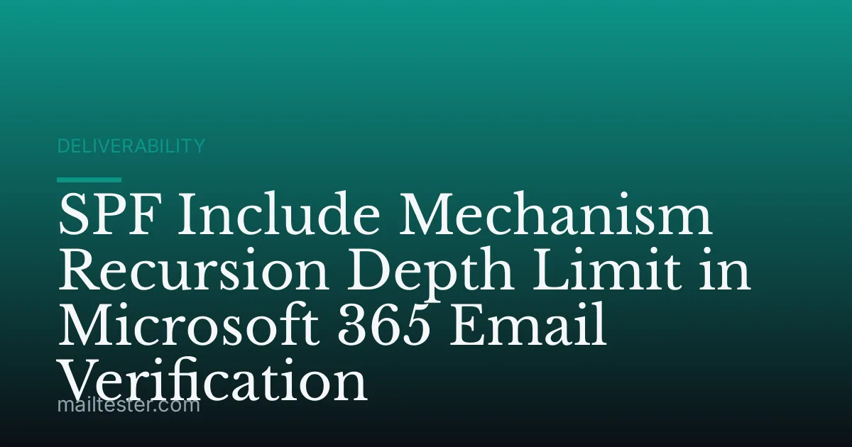 SPF Include Mechanism Recursion Depth Limit in Microsoft 365 Email Verification