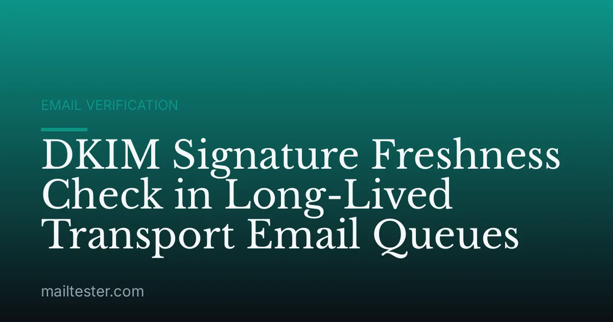DKIM Signature Freshness Check in Long-Lived Transport Email Queues