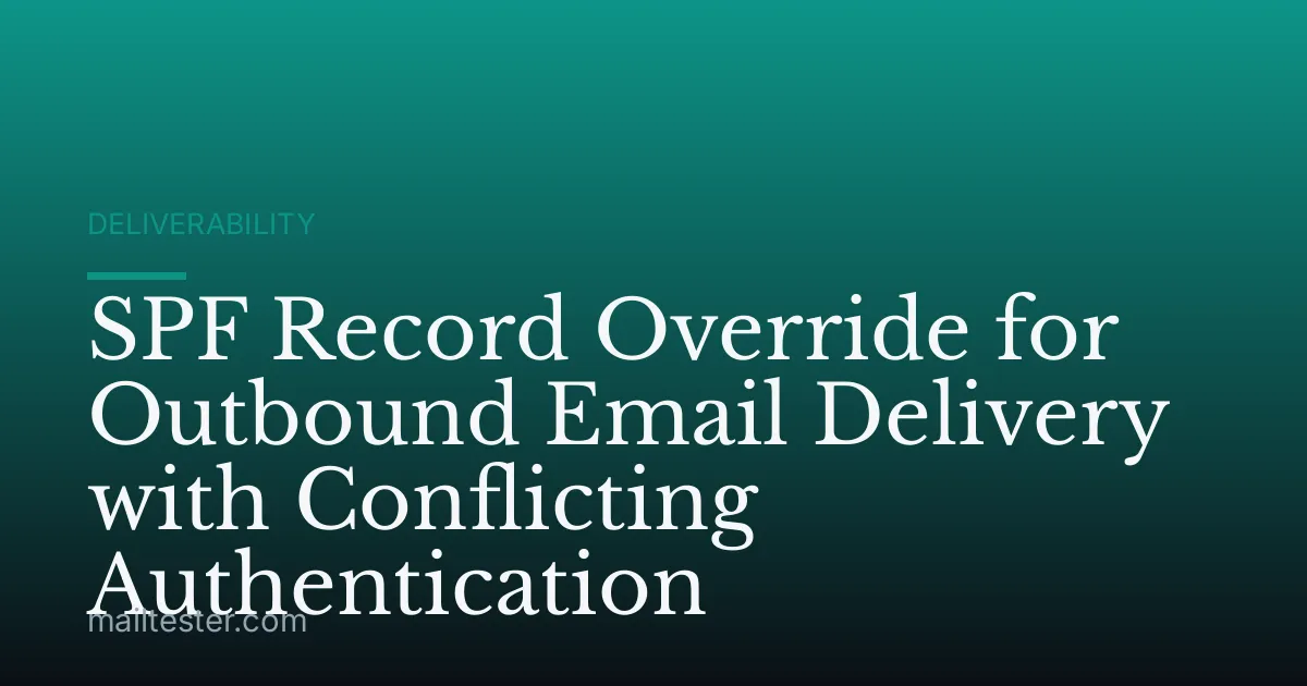SPF Record Override for Outbound Email Delivery with Conflicting Authentication