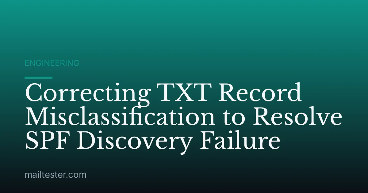 Correcting TXT Record Misclassification to Resolve SPF Discovery Failure