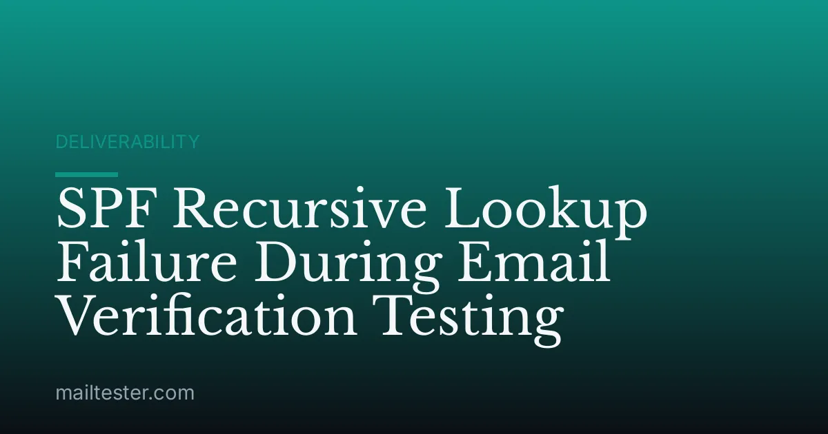 SPF Recursive Lookup Failure During Email Verification Testing