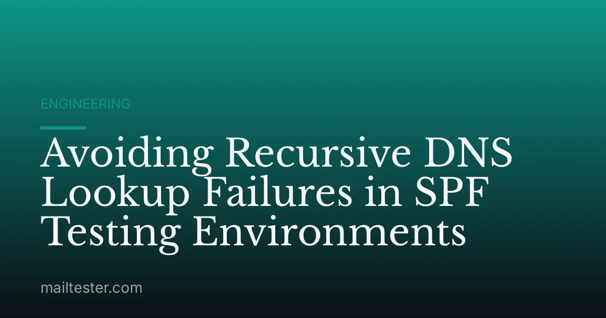 Avoiding Recursive DNS Lookup Failures in SPF Testing Environments