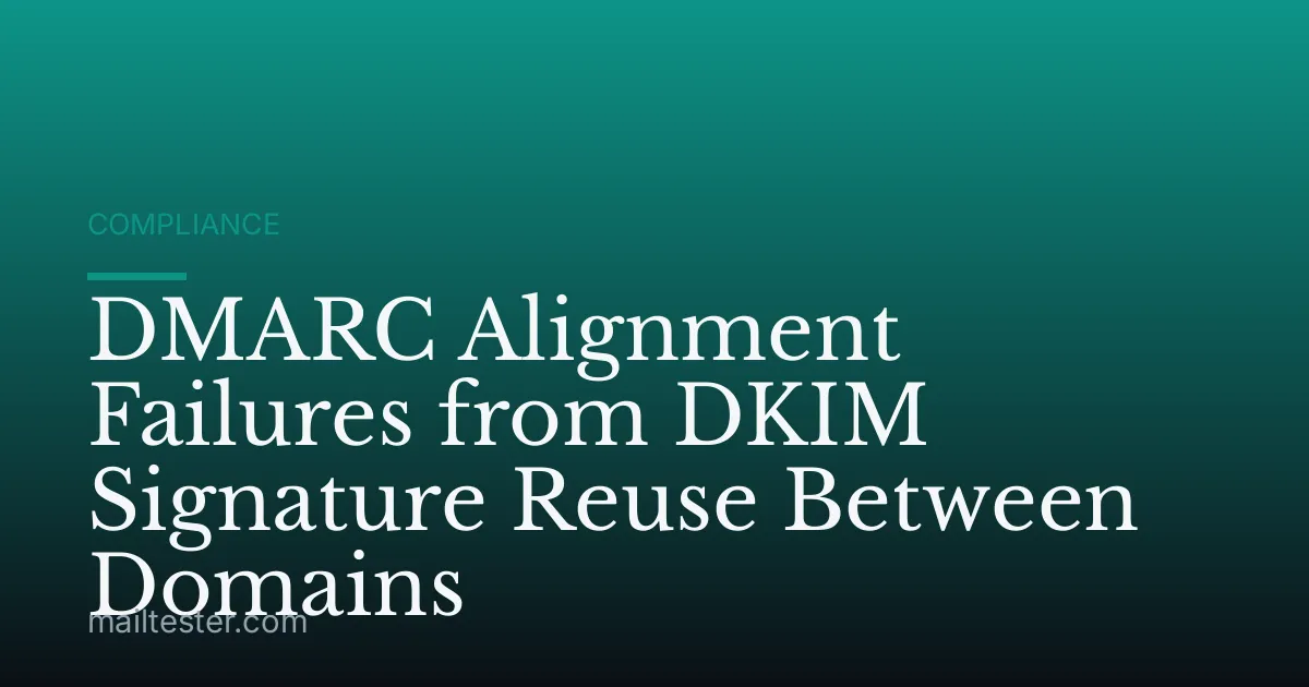 DMARC Alignment Failures from DKIM Signature Reuse Between Domains