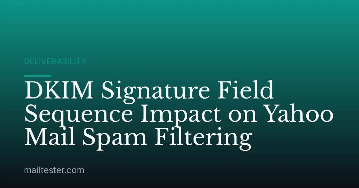 DKIM Signature Field Sequence Impact on Yahoo Mail Spam Filtering