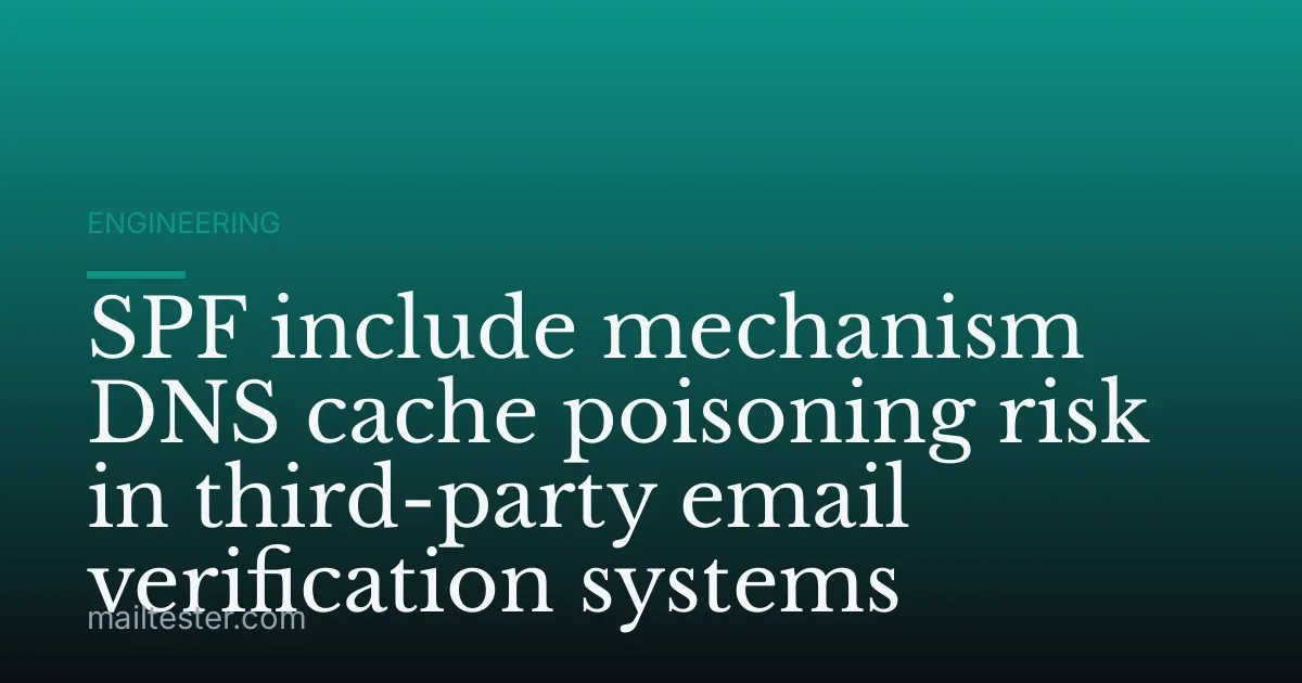 SPF include mechanism DNS cache poisoning risk in third-party email verification systems