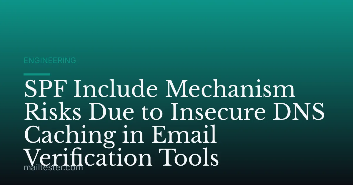SPF Include Mechanism Risks Due to Insecure DNS Caching in Email Verification Tools