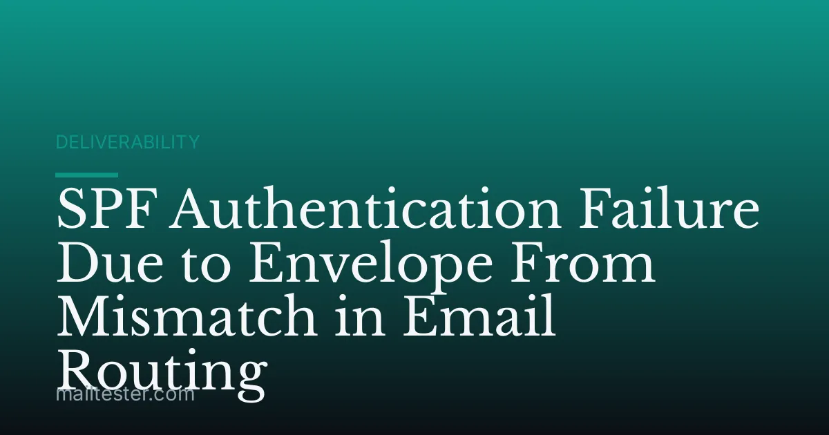 SPF Authentication Failure Due to Envelope From Mismatch in Email Routing