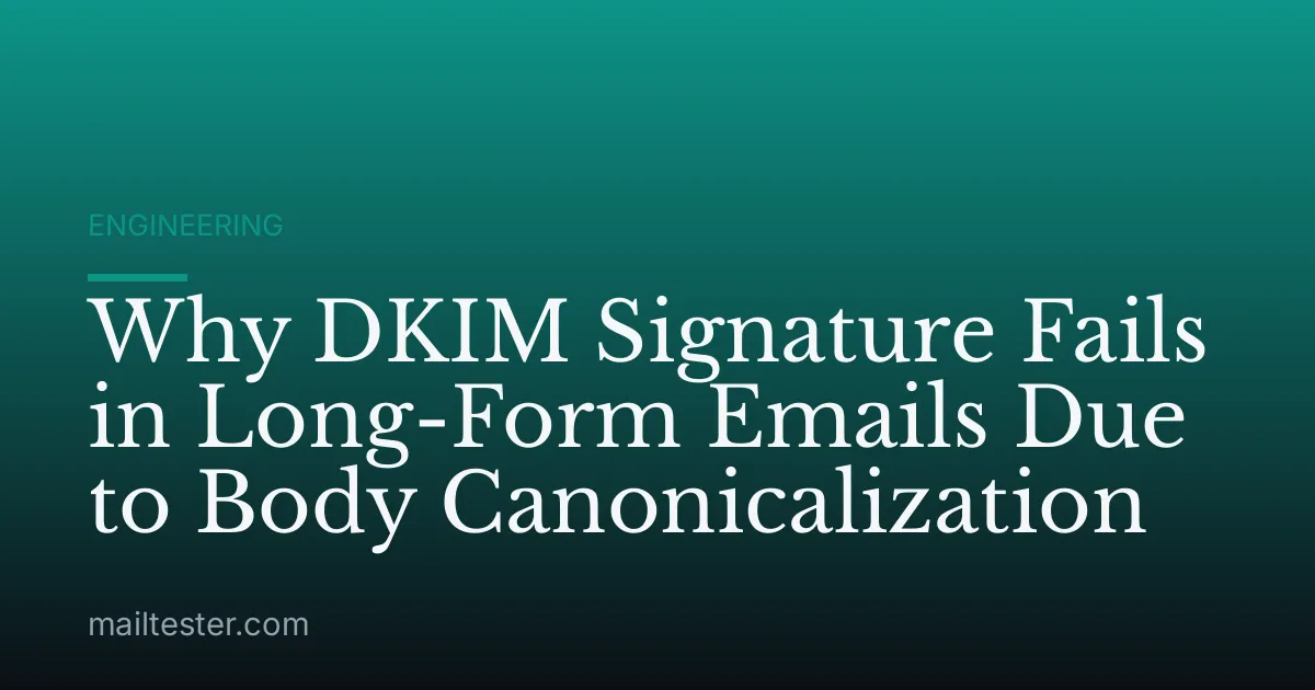 Why DKIM Signature Fails in Long-Form Emails Due to Body Canonicalization