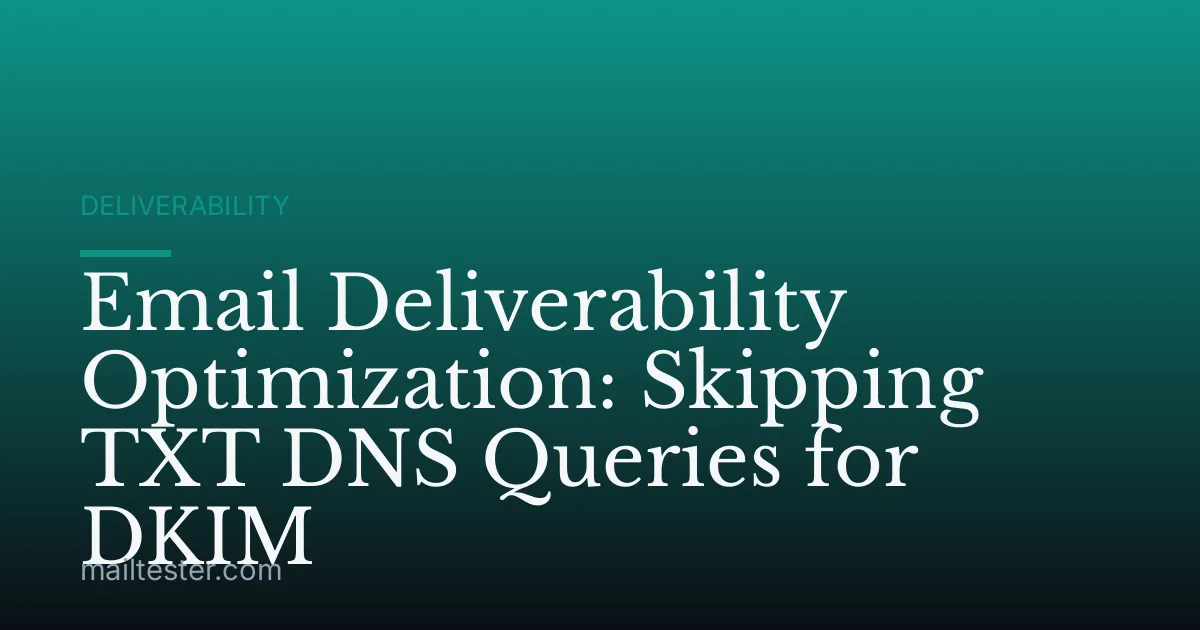 Email Deliverability Optimization: Skipping TXT DNS Queries for DKIM