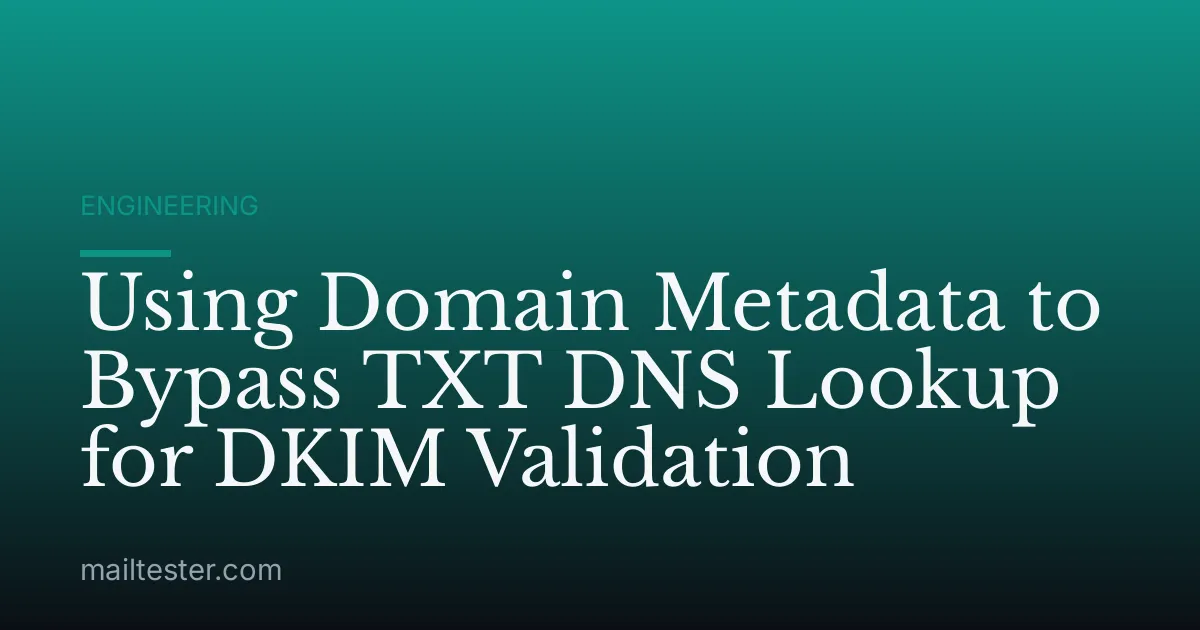 Using Domain Metadata to Bypass TXT DNS Lookup for DKIM Validation