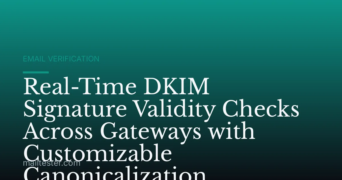 Real-Time DKIM Signature Validity Checks Across Gateways with Customizable Canonicalization
