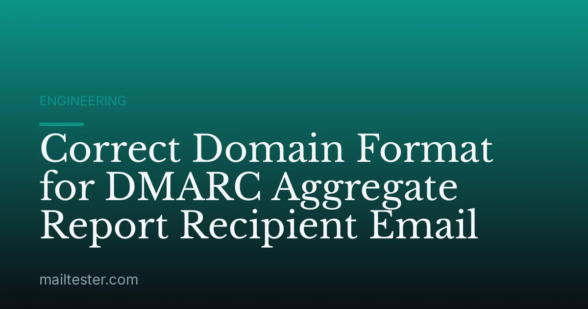 Correct Domain Format for DMARC Aggregate Report Recipient Email