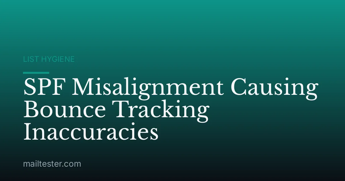 SPF Misalignment Causing Bounce Tracking Inaccuracies