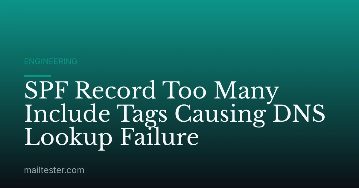 SPF Record Too Many Include Tags Causing DNS Lookup Failure