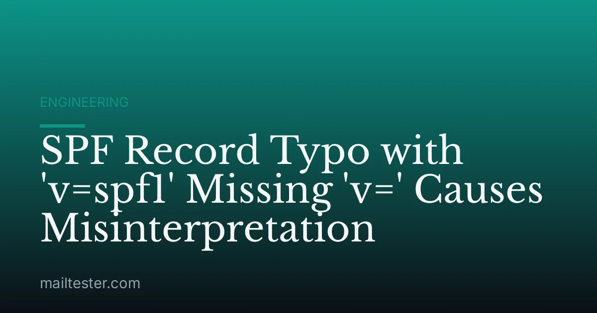 SPF Record Typo with 'v=spf1' Missing 'v=' Causes Misinterpretation