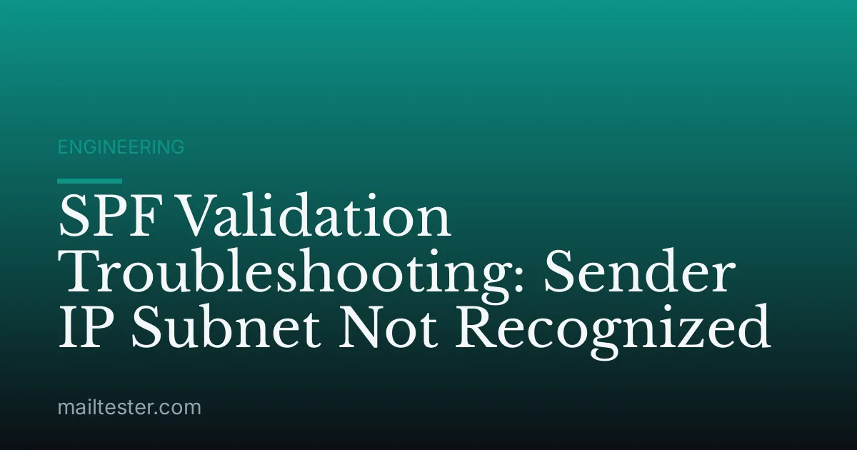 SPF Validation Troubleshooting: Sender IP Subnet Not Recognized
