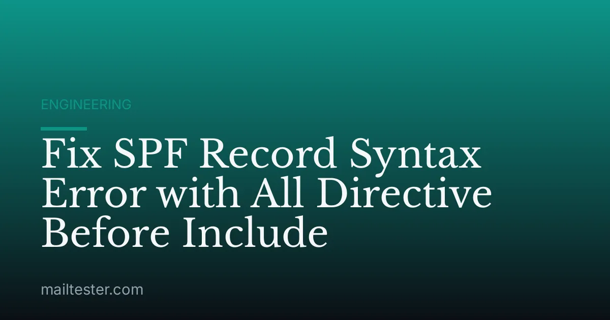 Fix SPF Record Syntax Error with All Directive Before Include