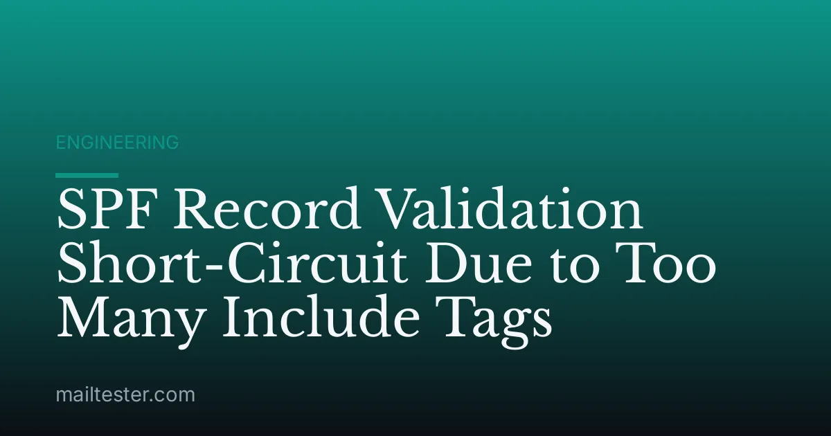 SPF Record Validation Short-Circuit Due to Too Many Include Tags