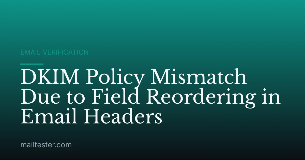 DKIM Policy Mismatch Due to Field Reordering in Email Headers