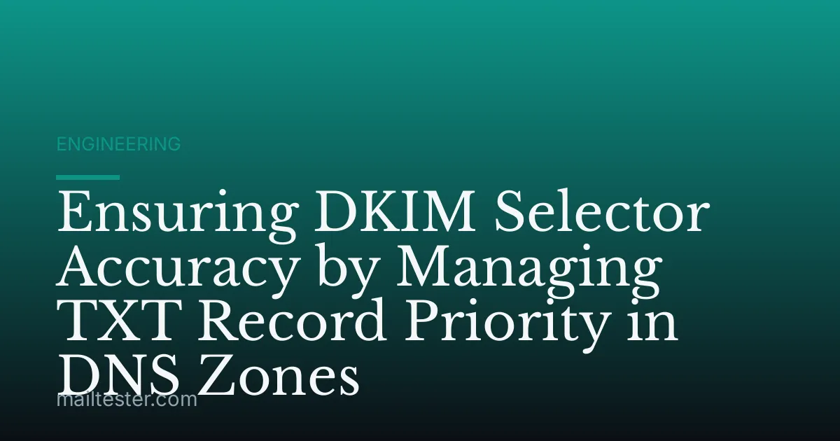 Ensuring DKIM Selector Accuracy by Managing TXT Record Priority in DNS Zones