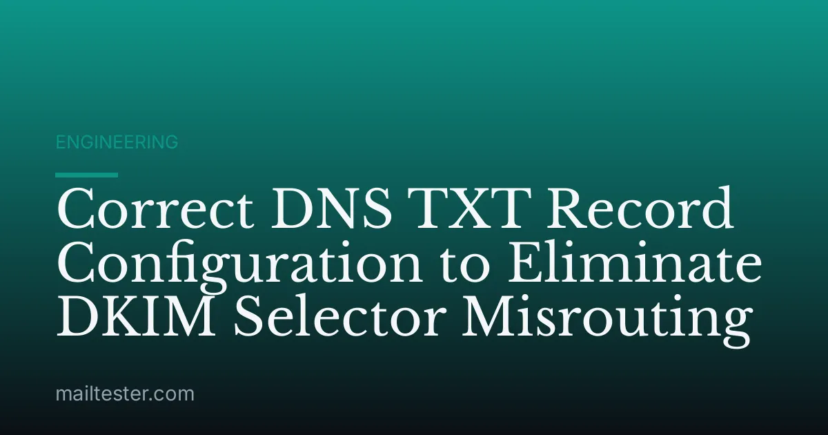 Correct DNS TXT Record Configuration to Eliminate DKIM Selector Misrouting