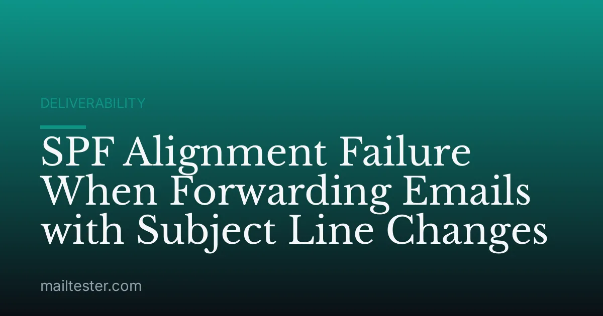 SPF Alignment Failure When Forwarding Emails with Subject Line Changes