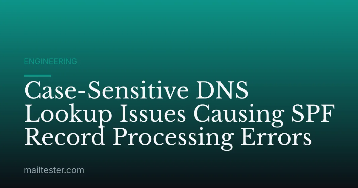 Case-Sensitive DNS Lookup Issues Causing SPF Record Processing Errors