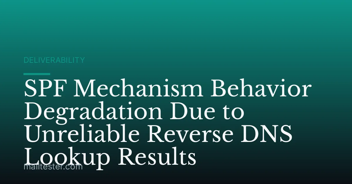 SPF Mechanism Behavior Degradation Due to Unreliable Reverse DNS Lookup Results
