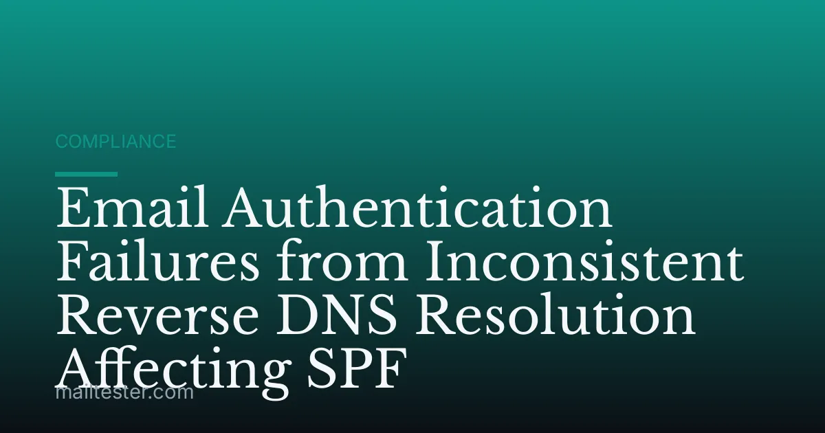 Email Authentication Failures from Inconsistent Reverse DNS Resolution Affecting SPF