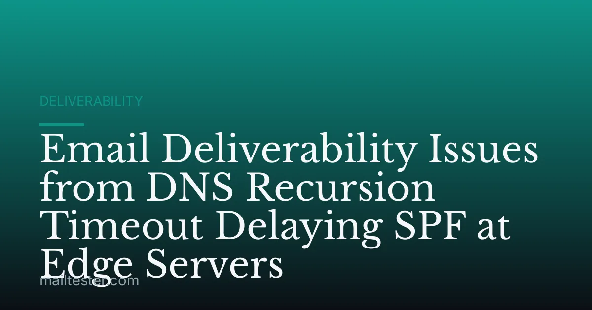 Email Deliverability Issues from DNS Recursion Timeout Delaying SPF at Edge Servers