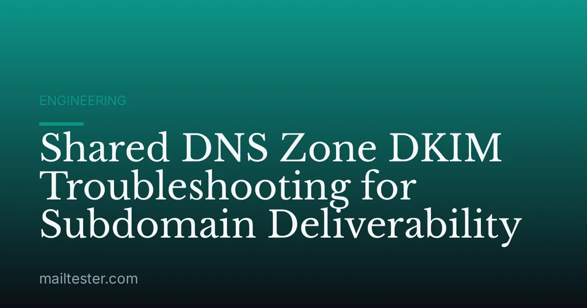 Shared DNS Zone DKIM Troubleshooting for Subdomain Deliverability